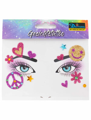 Gesichtstattoo Peace bunt Farbe: bunt