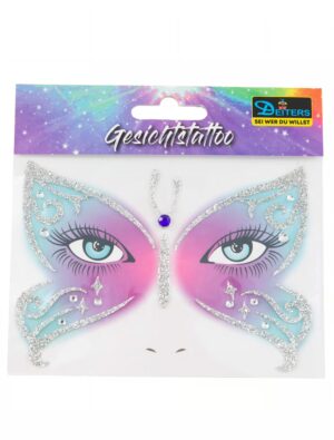Gesichtstattoo Schmetterling bunt Farbe: bunt
