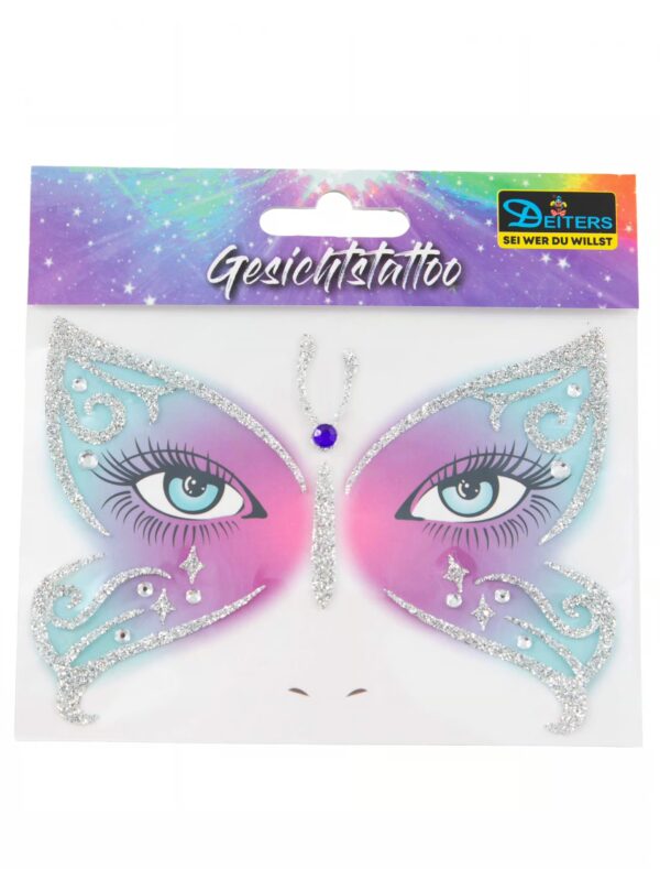 Gesichtstattoo Schmetterling bunt Farbe: bunt