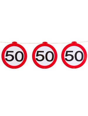 Girlande Verkehrsschild 50 Farbe: rot/weiß