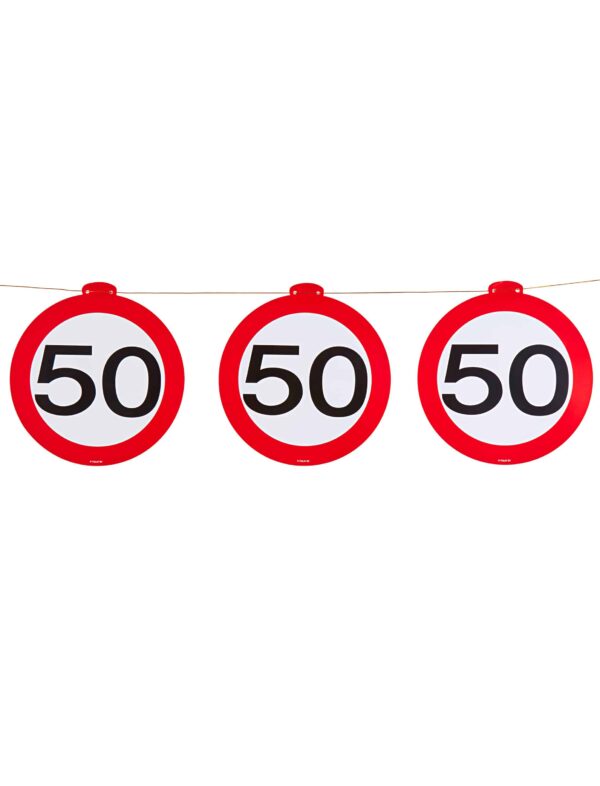 Girlande Verkehrsschild 50 Farbe: rot/weiß