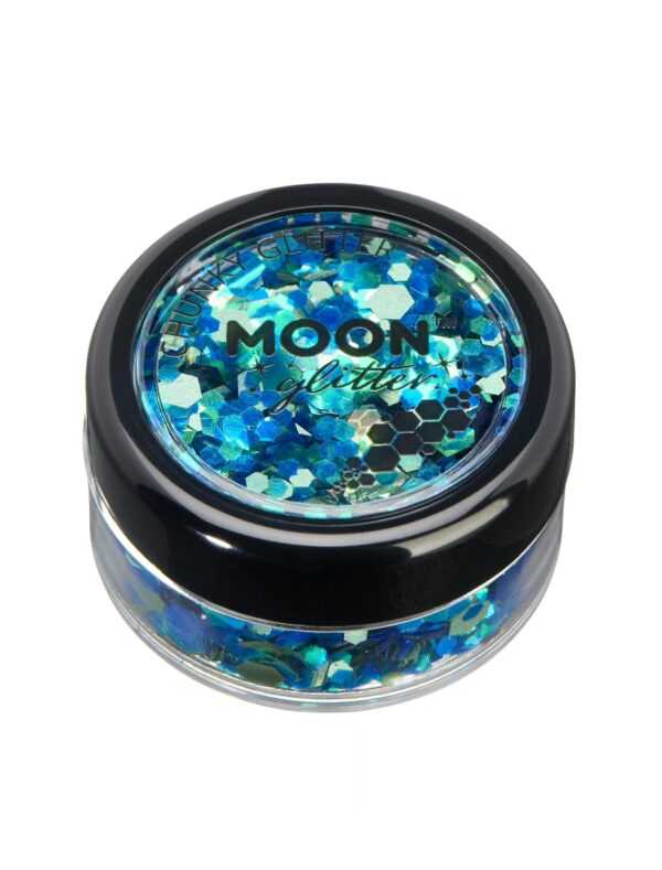 Glitzer Chunky Mystic 3g türkis Schminke für Karneval & Fasching