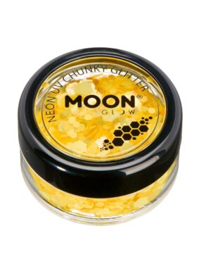 Glitzer Chunky Neon UV 3g gold Schminke für Karneval & Fasching