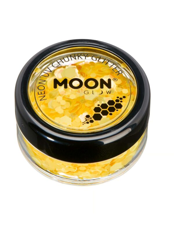 Glitzer Chunky Neon UV 3g gold Schminke für Karneval & Fasching