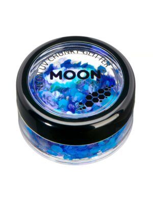 Glitzer Chunky Neon UV 3g neonblau Schminke für Karneval & Fasching