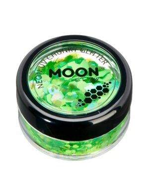 Glitzer Chunky Neon UV 3g neongrün Schminke für Karneval & Fasching