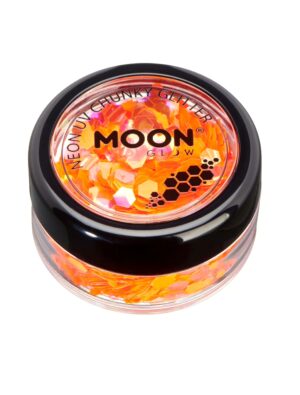 Glitzer Chunky Neon UV 3g neonorange Schminke für Karneval & Fasching