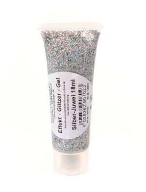 Glitzer-Gel Juwel 18ml silber Schminke für Karneval & Fasching