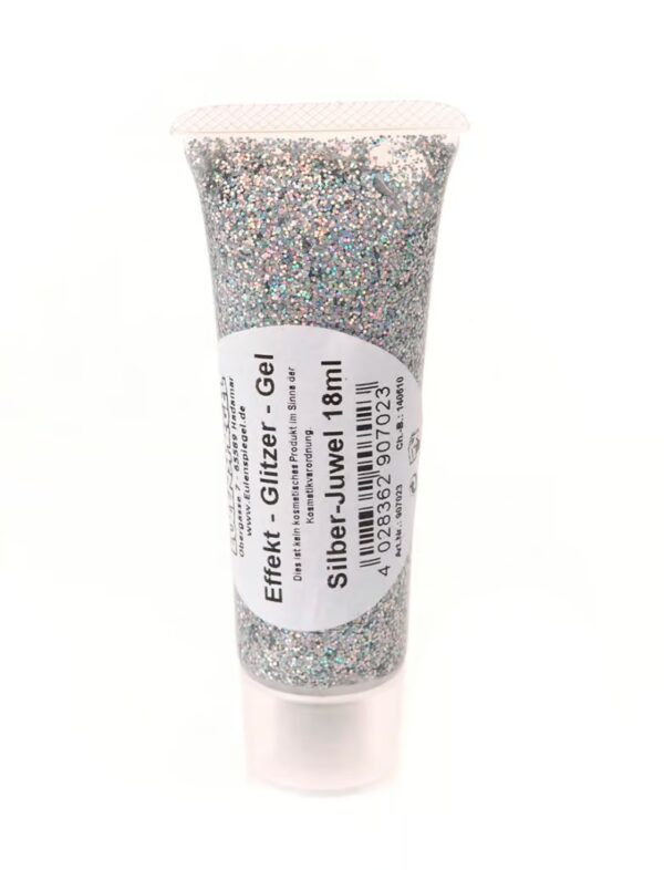 Glitzer-Gel Juwel 18ml silber Schminke für Karneval & Fasching