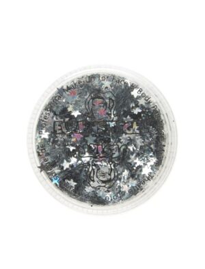 Glitzer Sterne 6g silber Schminke für Karneval & Fasching