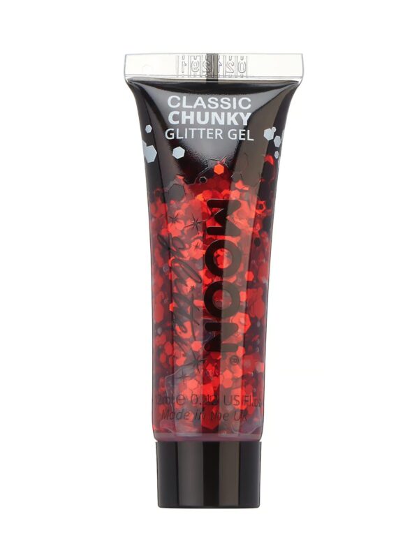 Glitzergel Chunky Classic 12ml rot Schminke für Karneval & Fasching