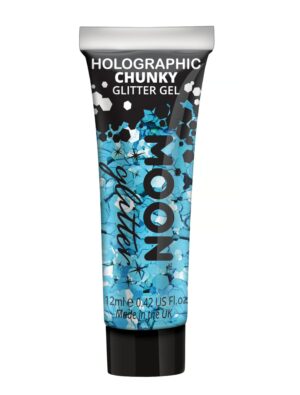 Glitzergel Chunky Holographic 12ml blau Schminke für Karneval & Fasching