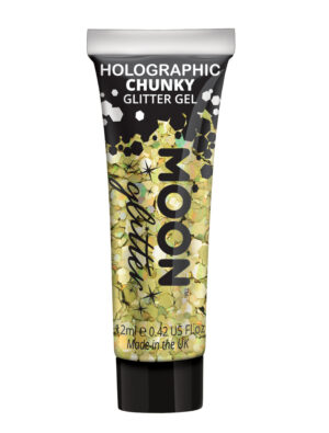 Glitzergel Chunky Holographic 12ml gold Schminke für Karneval & Fasching