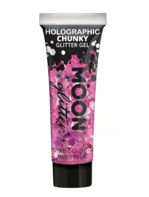 Glitzergel Chunky Holographic 12ml pink Schminke für Karneval & Fasching