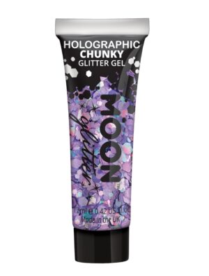 Glitzergel Chunky Holographic 12ml violett Schminke für Karneval & Fasching