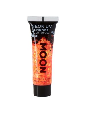 Glitzergel Chunky Neon UV 12ml neonorange Schminke für Karneval & Fasching