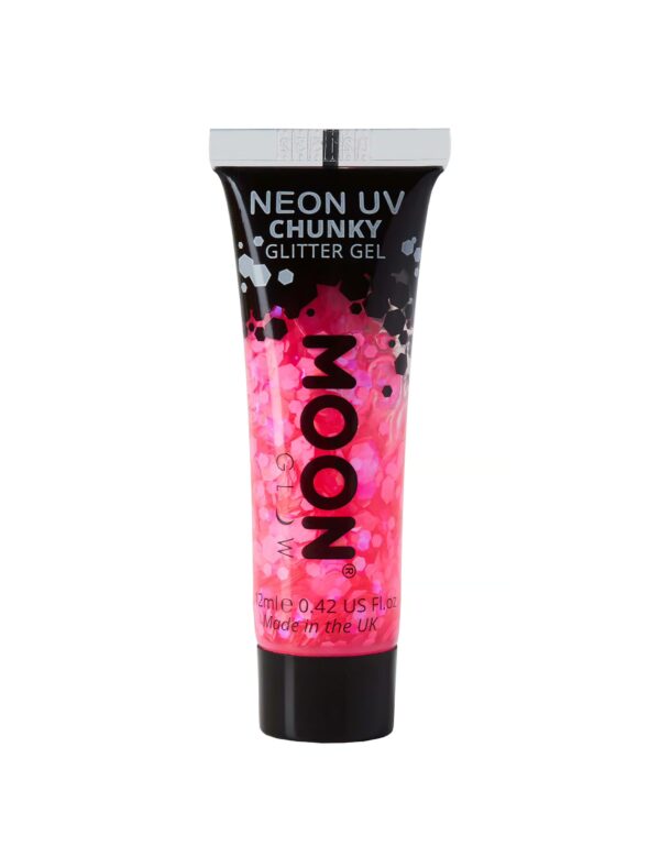 Glitzergel Chunky Neon UV 12ml neonpink Schminke für Karneval & Fasching