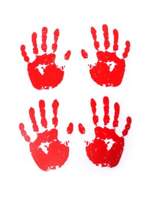 Handabdruck blutend Farbe: rot