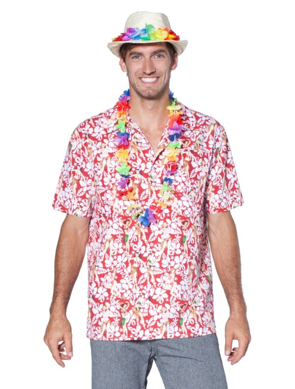 Hawaiihemd rot/weiß M