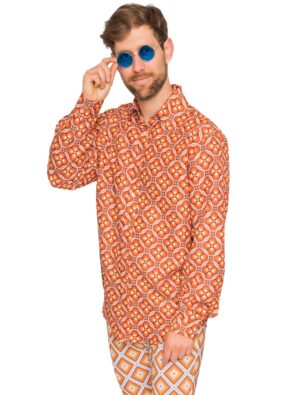 Hemd 70er Jahre Herren orange 3XL