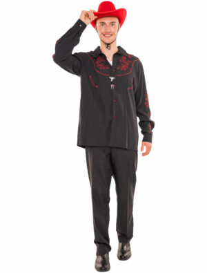 Hemd Cowboy mit Stickerei Herren schwarz S