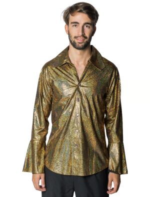 Hemd Disco Herren gold 4XL/5XL