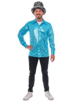 Hemd Disco Metallic Herren blau S/M