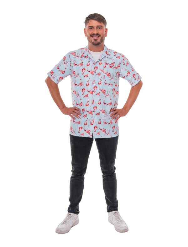 Hemd Flamingo Herren blau/pink S