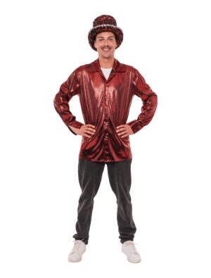Hemd Herzen Metallic Herren rot S/M