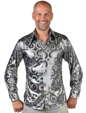 Hemd Hologram Kreise Herren silber M