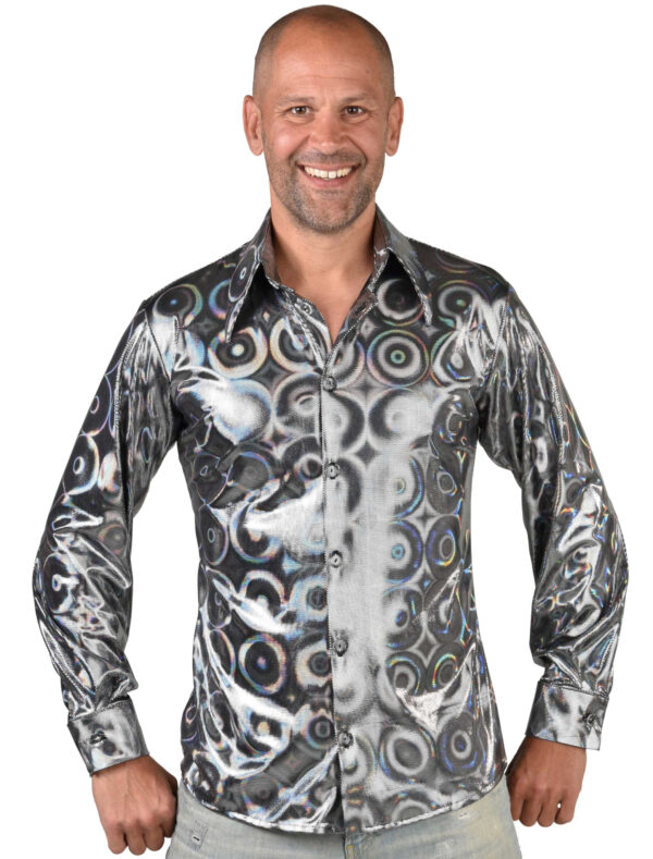 Hemd Hologram Kreise Herren silber M