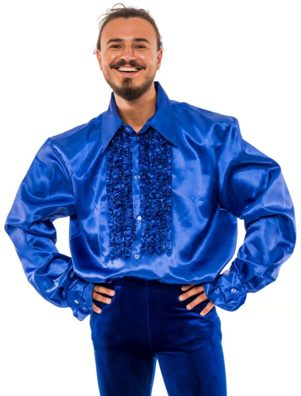 Hemd Satin Herren blau 2XL