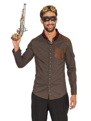 Hemd Steampunk Vintage Herren braun 64