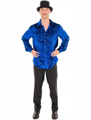 Hemd in Samtoptik Herren blau S/M