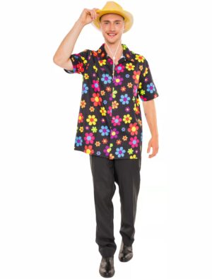 Hemd kurzarm Blumen Herren bunt S/M Farbe: bunt