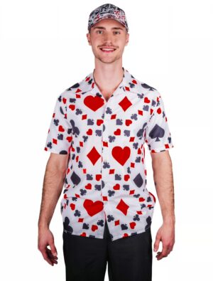 Hemd kurzarm Spielkarten Herren schwarz/weiß/rot S/M