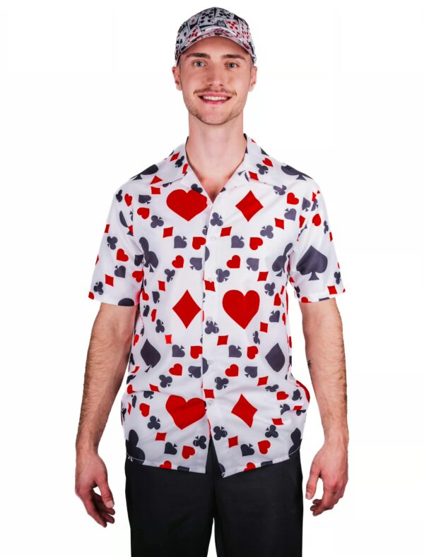 Hemd kurzarm Spielkarten Herren schwarz/weiß/rot S/M