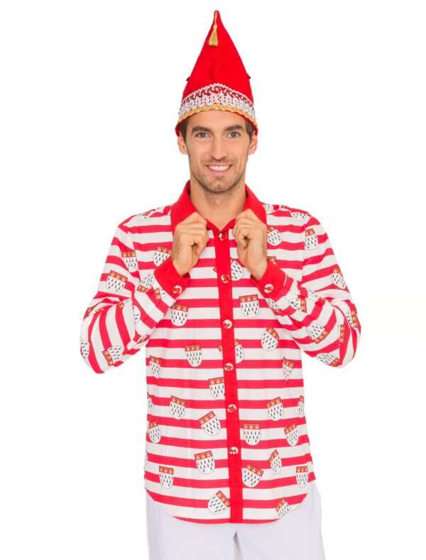 Hemd langarm Wappen Herren rot/weiß XL