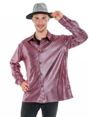Hemd metallic Herren pink S