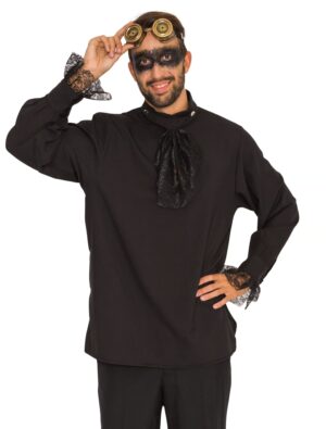 Hemd mit Jabot Herren schwarz 3XL
