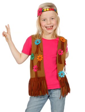 Hippiweste Blumen mit Haarband bunt Farbe: bunt