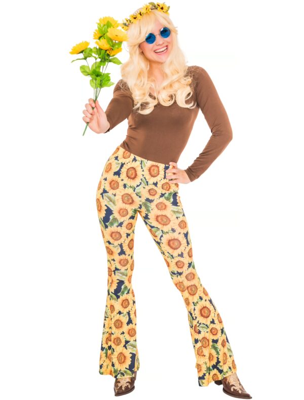Hose 70erJahre Sonnenblumen Damen gelb S/M