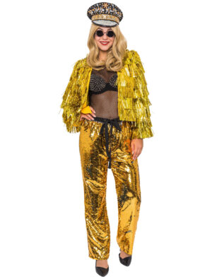 Hose Pailletten Unisex gold S-M