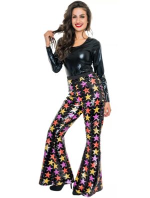 Hose mit Pailletten Sterne Damen bunt XS Farbe: bunt