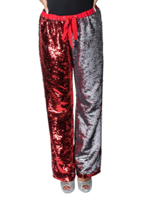 Hose mit Wendepailletten Damen rot/silber L/XL