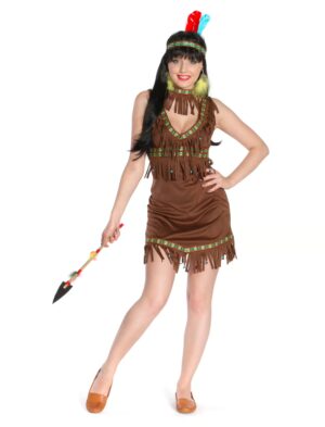 Indianerin 2-tlg. Damen dunkelbraun M