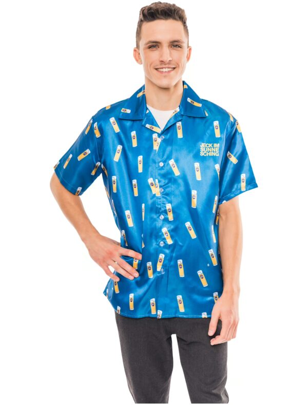 JIS Satin Shirt Jeck im Sunnesching Herren blau 4XL-5XL
