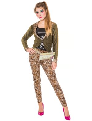 Jacke Damen mit Leopardenkragen gold L/XL