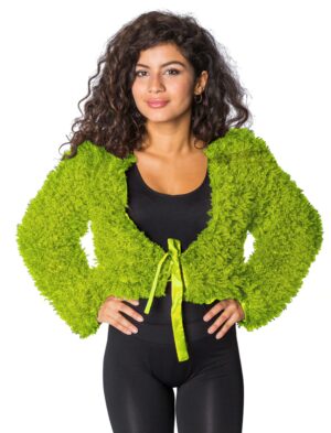 Jacke kurz flauschig Damen grün XL/2XL
