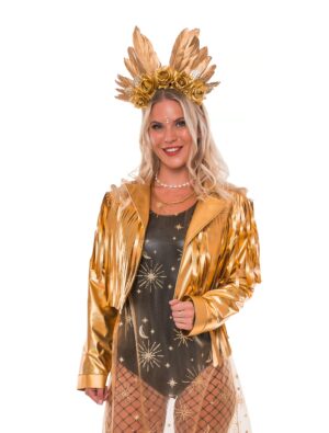 Jacke mit Fransen Metallic Damen gold S